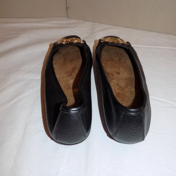 AEROSOLES 7 Black Flats Faux Leather Gold Knot Accent "Stitch & Turn" Big Bet - Picture 6 of 8